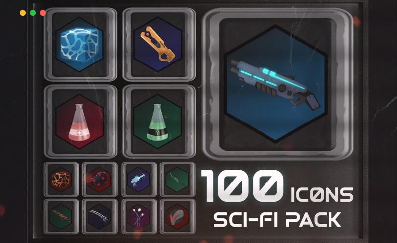 100 个科幻风格游戏图标 100 Sci-Fi Icons Pack