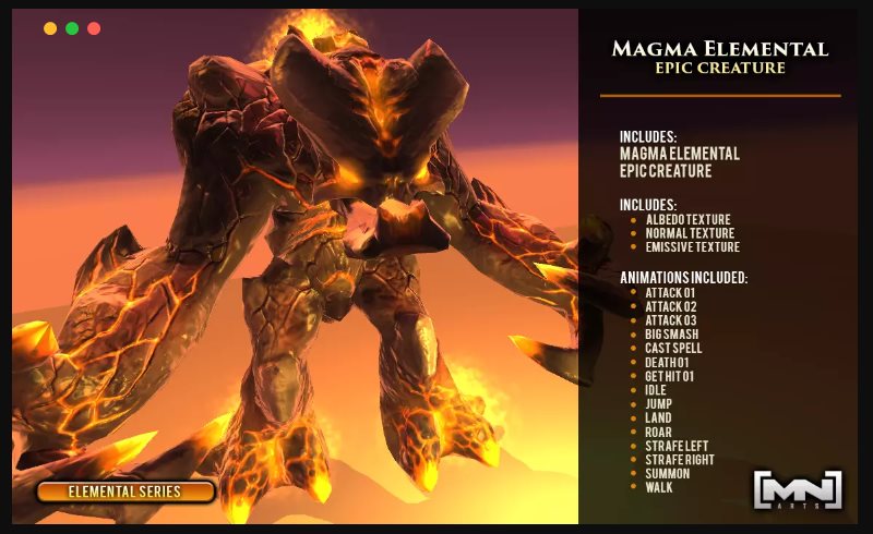 Unity – 岩浆元素史诗生物 Magma Elemental Epic Creature