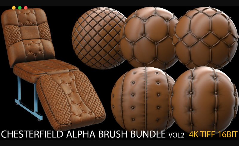 皮质纹理贴图包 chesterfield alpha brush bundle v2