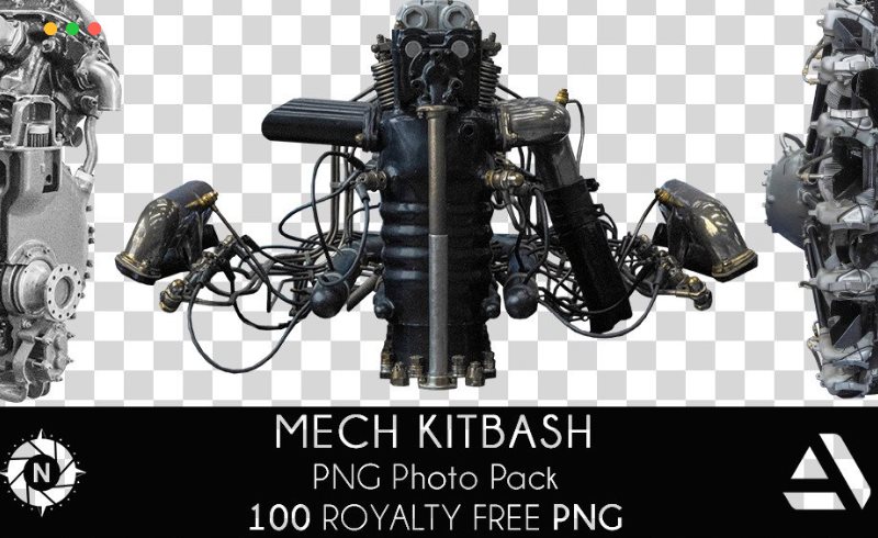 科幻机械机甲照片参考 PNG Photo Pack: Mech Kitbash volume 1