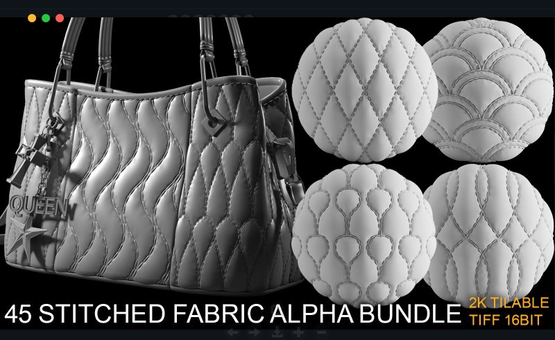 45 种缝合布和织物贴图 STITCHED CLOTH AND FABRIC ALPHA BRUSH BUNDLE vol2
