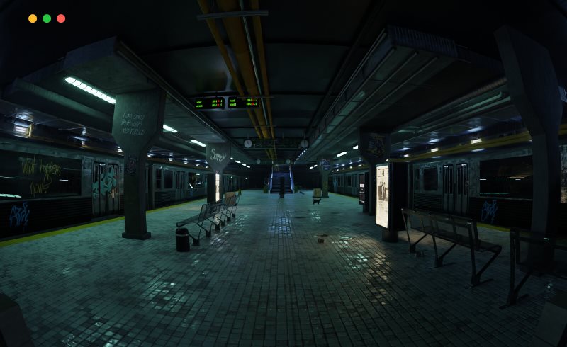 模型资产 – 地铁站场景 Blender 文件 Subway Station Scene 3D Blender File (Textured)