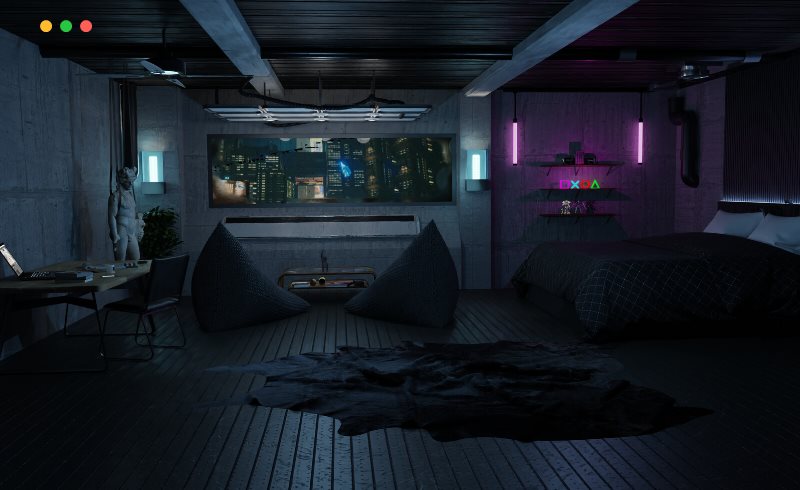 模型资产 – 赛博朋克公寓 3D场景 Cyberpunk Apartment Scene 3D Blender File
