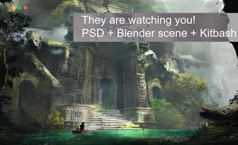 模型资产 – Blender场景工程文件 PSD + Blender scene + Kitbash