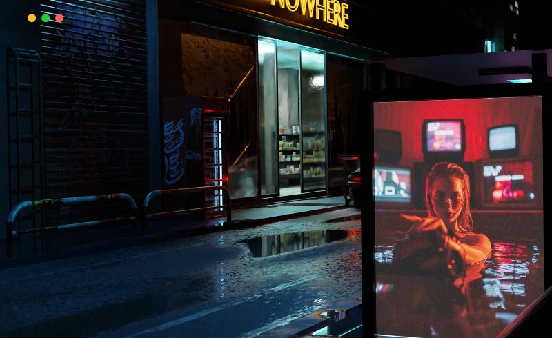 模型资产 – 赛博朋克3D街景 Cyberpunk Street Scene 3D Blender File