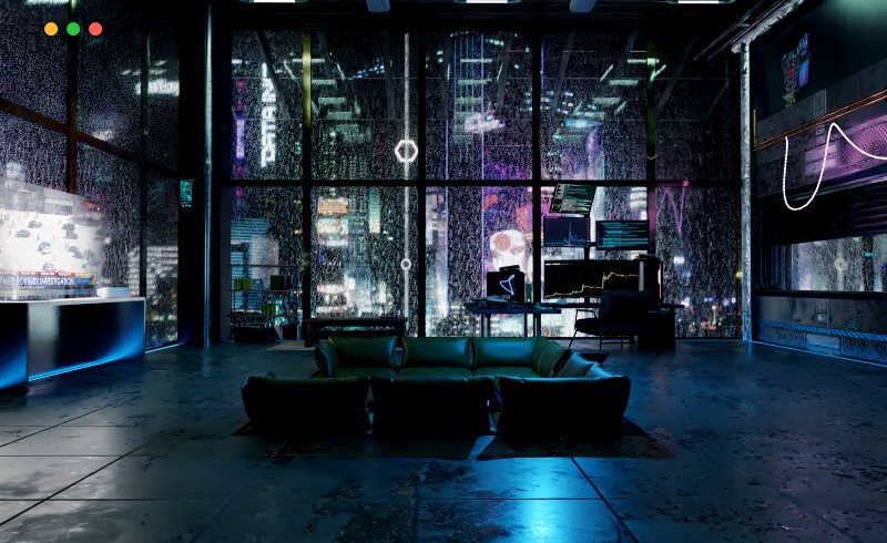 模型资产 – 赛博朋克阁楼 3D场景 Cyberpunk Loft Scene 3D Blender File