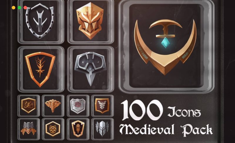 Unity – 100 个中世纪图标包 100 Medieval Icons Pack