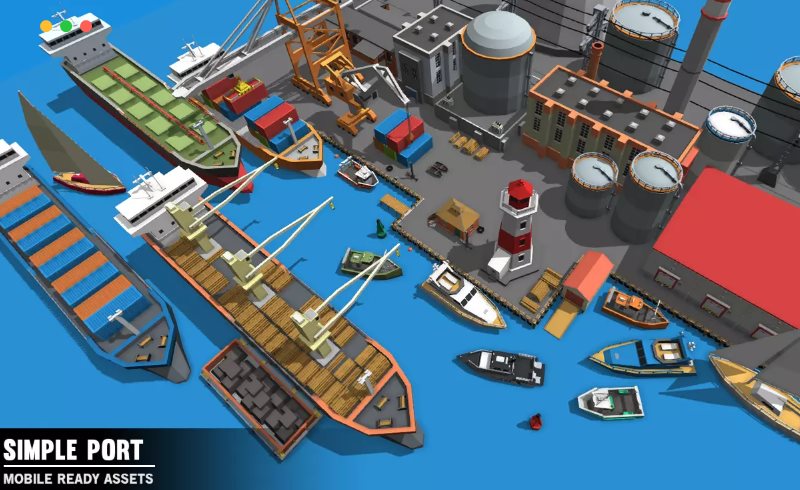 Unity – 风格化游艇轮船 Simple Port – Cartoon Assets