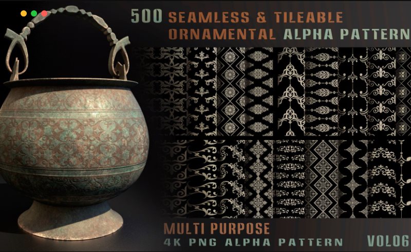 500 种无缝装饰Alpha图案 500 seamless & tileable ornamental alpha pattern-Vol06