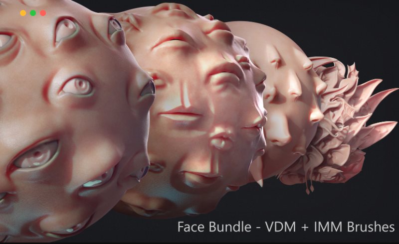 Zbrush笔刷 – 面部 VDM 笔刷捆绑包 Face IMM + VDM Bundle