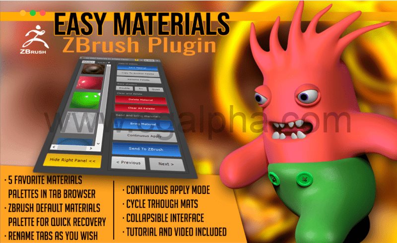 ZBrush插件 – 自定义面板插件 Easy Materials