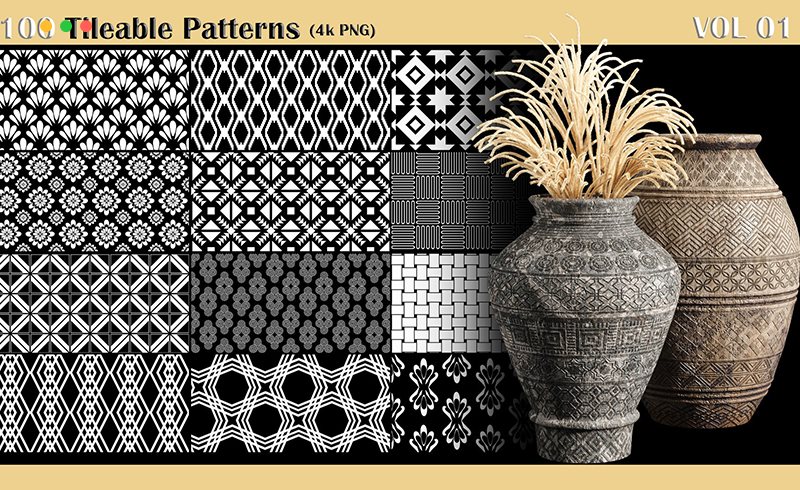 100 个可平铺图案 100 Tileable Patterns – Vol 01