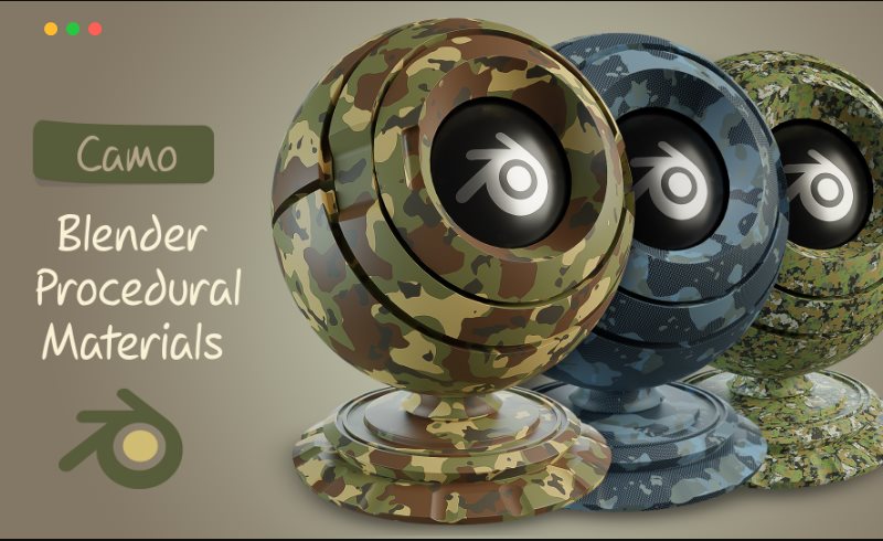 Blender插件 – 程序化PBR材质 Blender Procedural Materials_Camouflage_Pbr Fabric