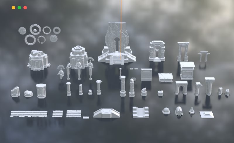 模型资产 – 寺庙遗址 3D模型 Temple ruins 3D kit for concept art and illustration