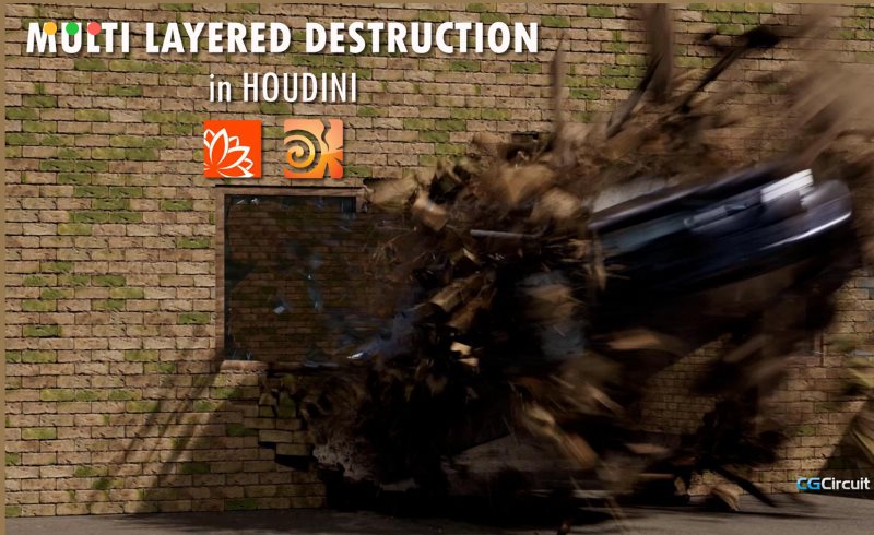 【中文字幕】Houdini 真实碰撞特效模拟 Multi layered destruction in Houdini