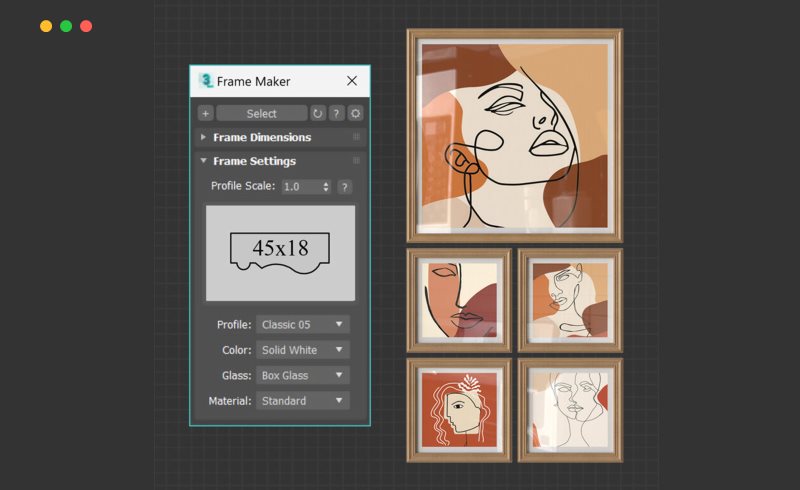 3DMAX插件 – 自动照片相框生成插件 Frame Maker