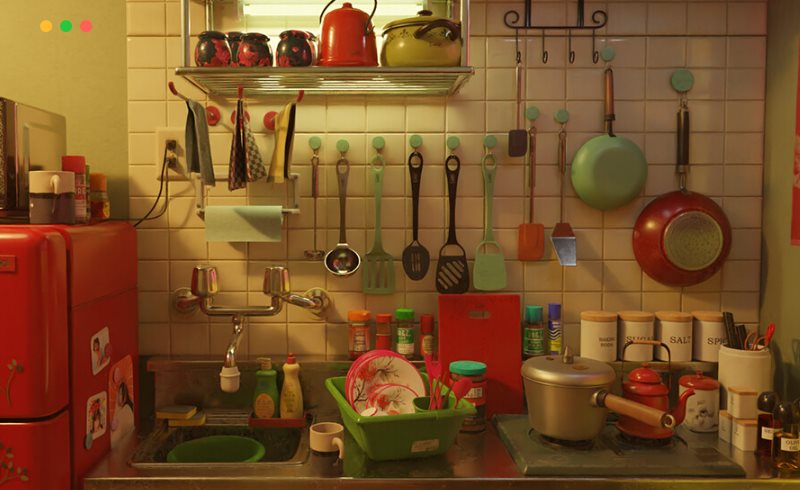 模型资产 – 静帧镜头妈咪的厨房场景 MIMA’S KITCHEN