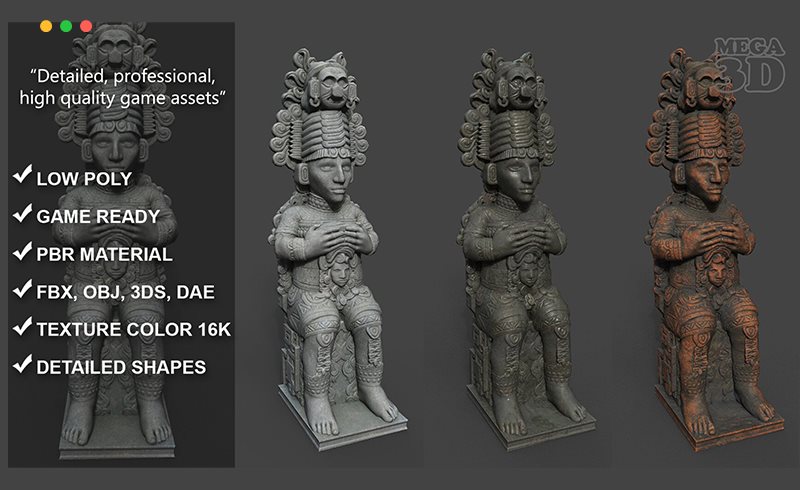 模型资产 – 玛雅神像雕像 Mayan Inca Aztec Statue