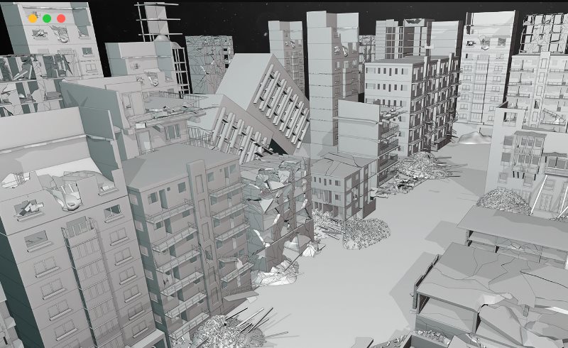 模型资产 – 被毁坏的建筑基础模型 Destroyed Building Base Meshes