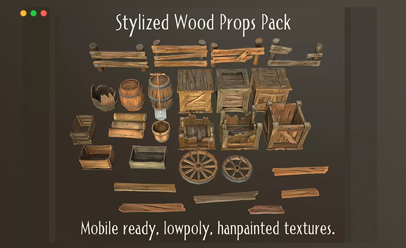 Unity – 风格化的木质道具包 Stylized Wood Props Pack