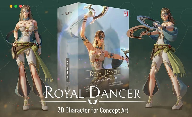 模型资产 – 皇家舞者概念艺术3D角色 Royal Dancer – 3D Character for Concept Art