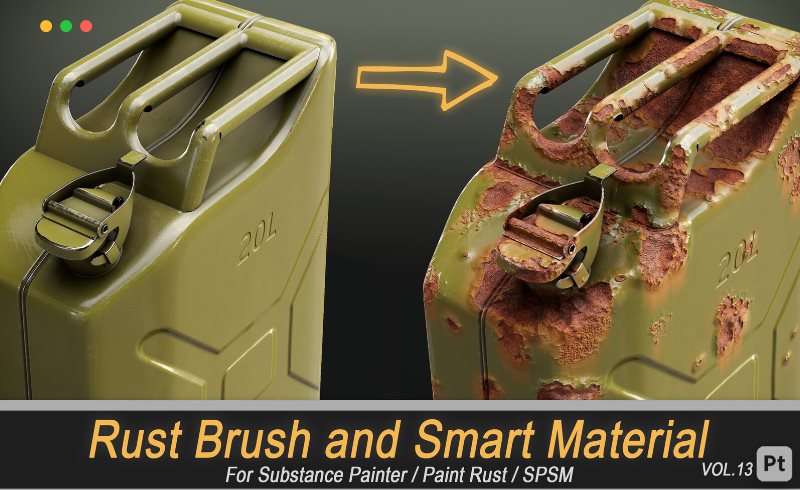 Substance Painter材质 – 铁锈智能材质 Rust Brush and Smart Material