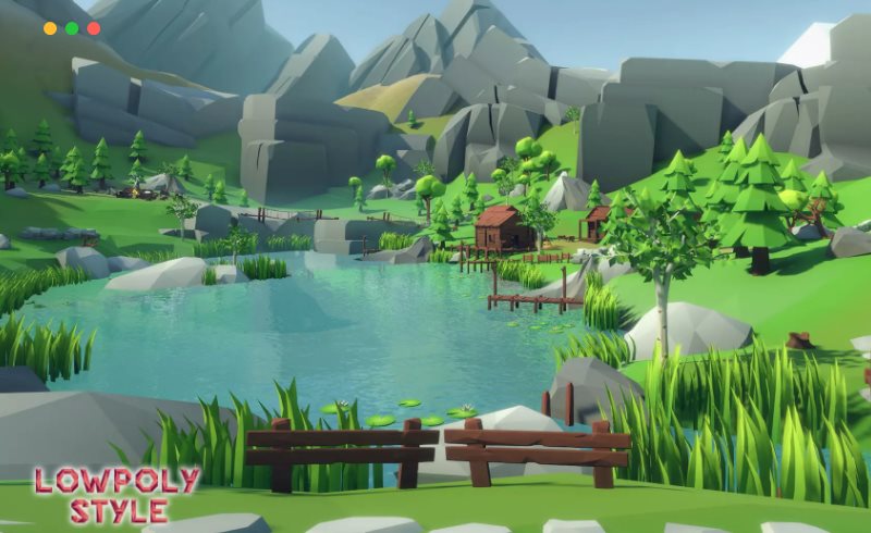 Unity – 风格化高山林地​​环境 Lowpoly Style Alpine Woodlands Environment