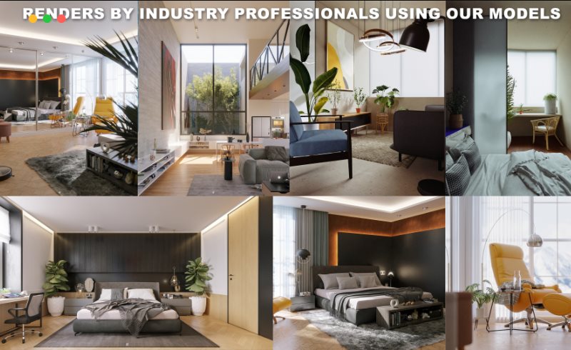Blender插件- 5000 组室内家具沙发座椅柜子灯具植物模型库 Interior Models | Kpack | Asset Browser
