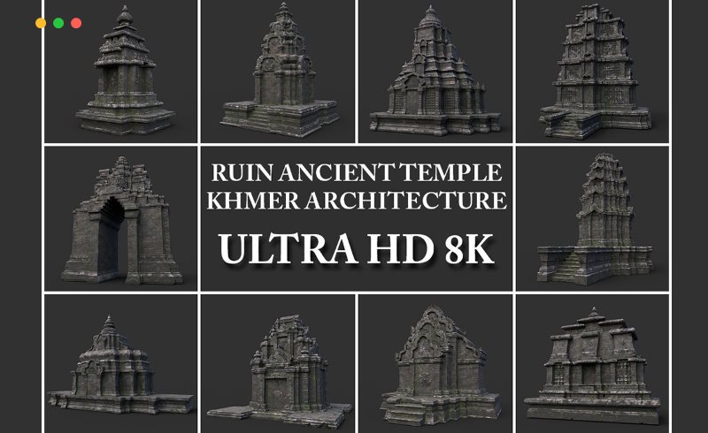 模型资产 – 遗址古庙模型 Ruin Ancient Temple Low-poly 3D model