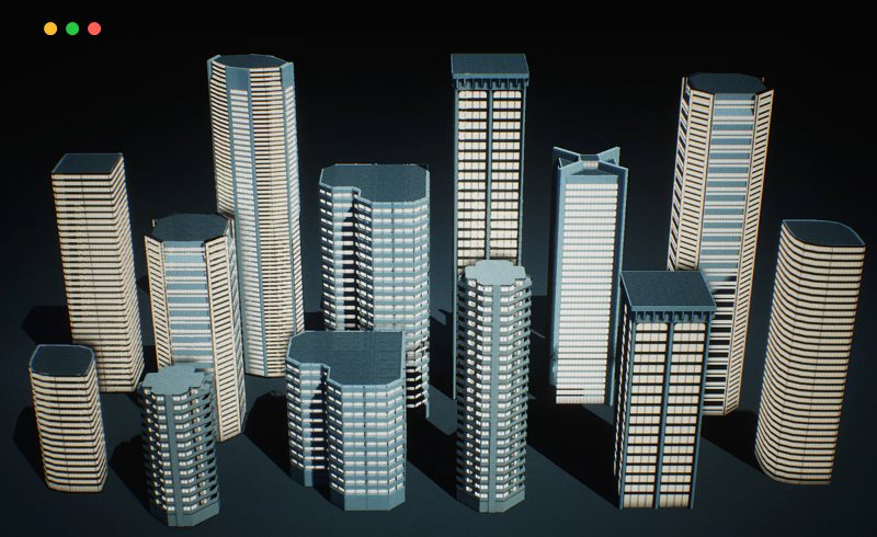 【UE4/5】城市建筑模型资产 Urban Background Buildings – VOL.1