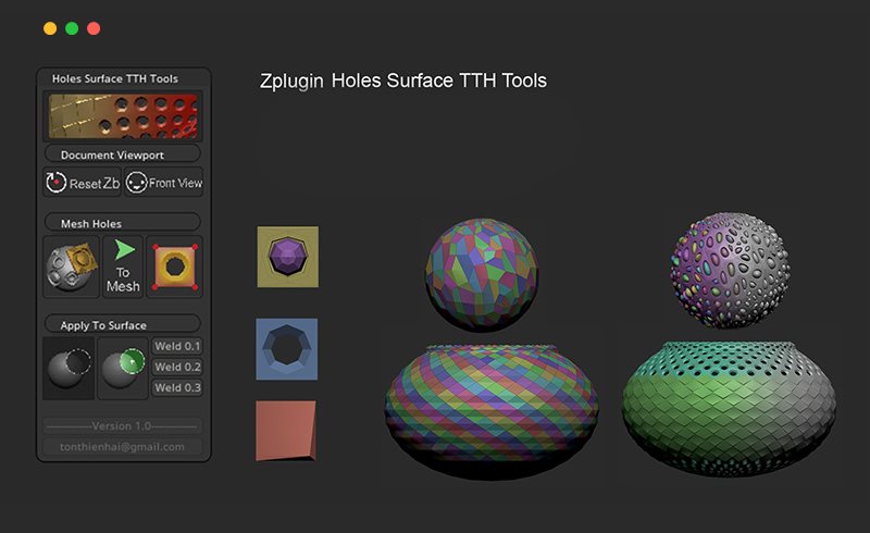 Zbrush插件 – 程序化打孔插件 Holes Surface TTH Tools