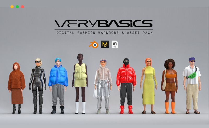 Blender – 虚拟衣橱资产包 Digital Fashion VERYBASICS – VirtualWardrobe & Asset Pack (Blender & Marvelous Designer)