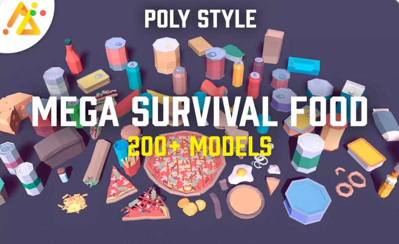 Unity – 大型生存食品包 POLY – Mega Survival Food