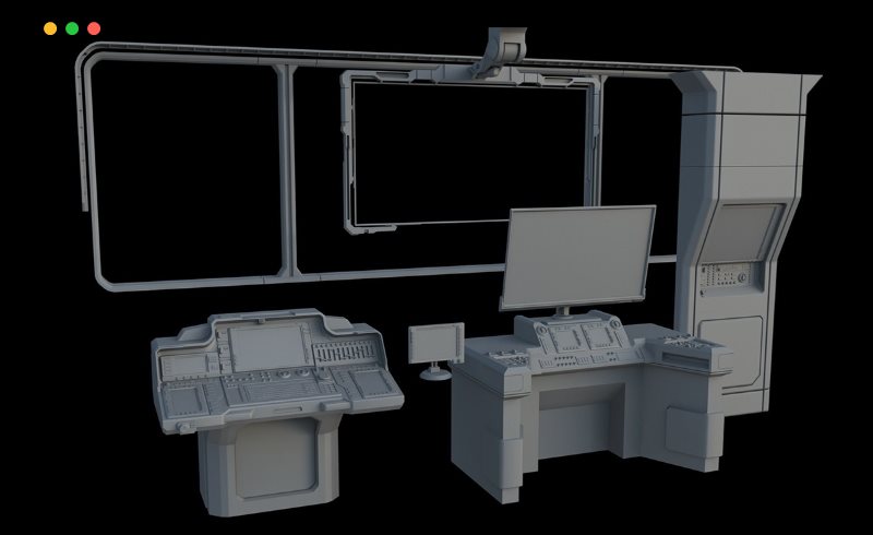 模型资产 – 科幻面板3D模型 Sci-Fi Control Panels 3D model