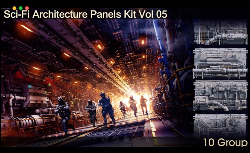 模型资产 – 科幻建筑面板套件 Sci-Fi Architecture Panels Kit Vol 05