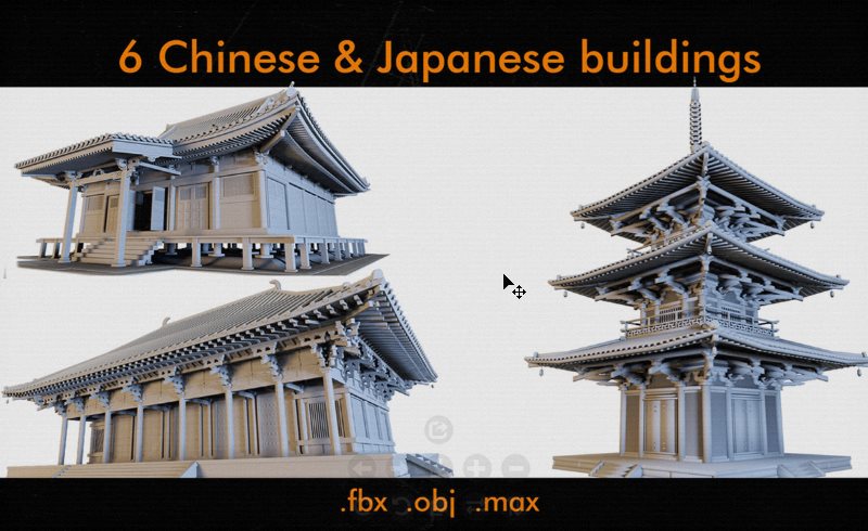 模型资产 – 高细节日式建筑模型 Japanese buildings