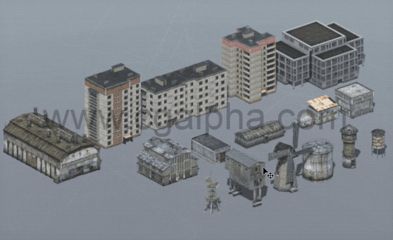Unity – 游戏建筑模型包 Mobile Buildings Pack (17 in 1)