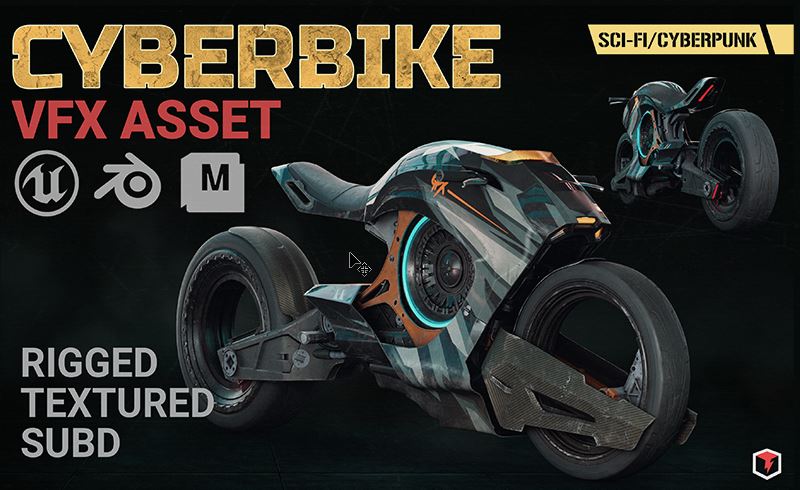 模型资产 – 赛博朋克摩托车 Cyberbike