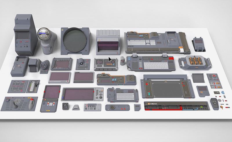 模型资产 – 科幻仪表板3D模型 Dashboard sci-fi 3D model