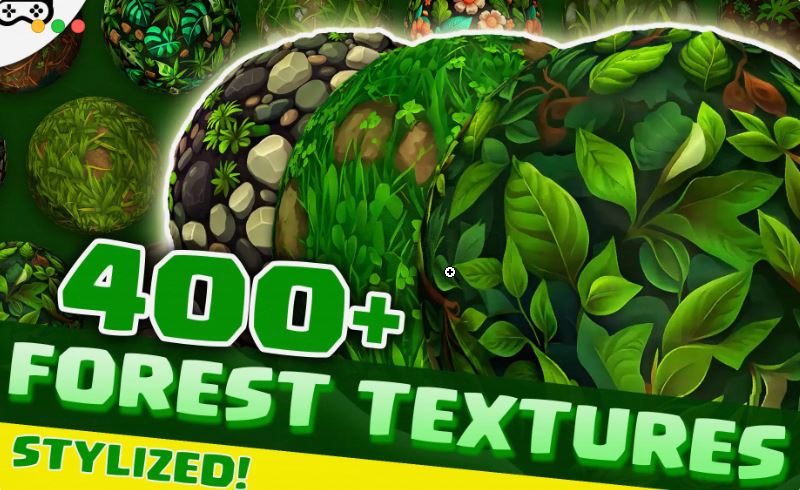 Unity纹理 – 400 多种风格化森林纹理 400+ Stylized Forest Textures