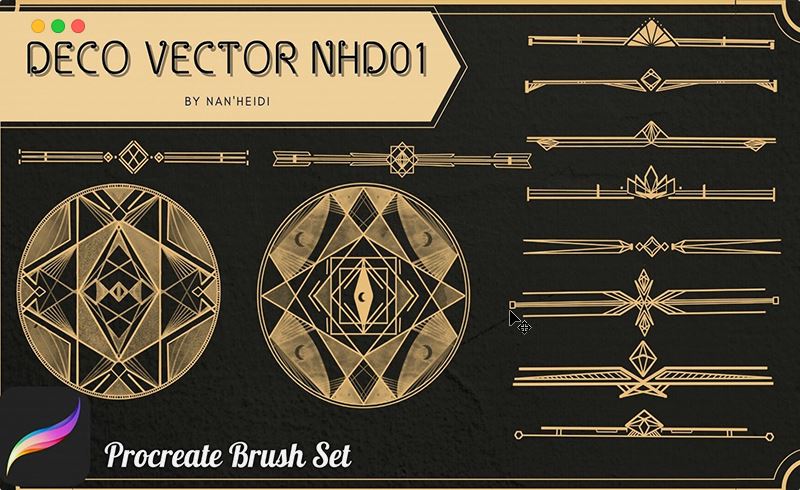 procreate笔刷 – 12 Deco Vector NHD 01 Procreate brushes