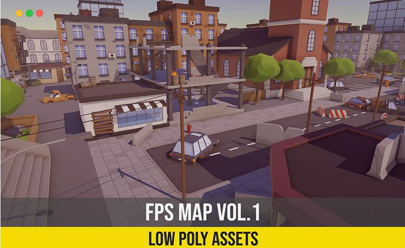Unity – 模块化城市FPS地图 Low Poly FPS Map Vol.1