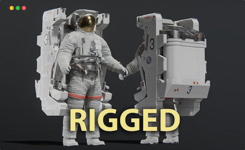 模型资产 – NASA宇航员3D模型 NASA EMU MMU Spacesuit Rigged 3D model