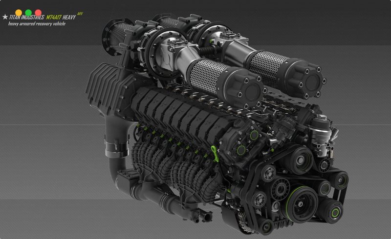 模型资产 – 20 缸柴油发动机引擎模型 cylinder diesel engine