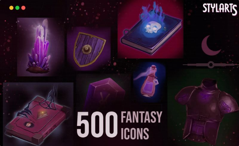 Unity – 游戏幻想图标 500 Fantasy Icons