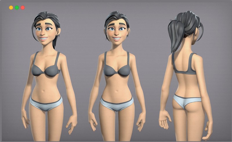 模型资产 – 卡通女性角色基础模型 Cartoon female character Kate base mesh