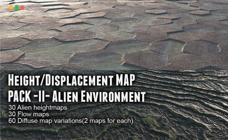外星球环境位移材质贴图包 Height/Displacement map pack II Alien Environment