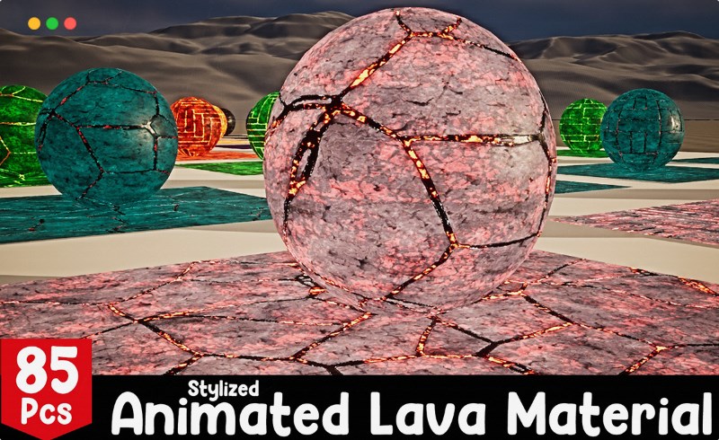 【UE5】风格化熔岩材质包 Stylized Animated Lava Material Pack 85 Pcs