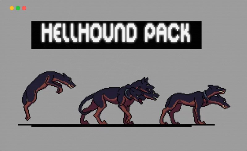 游戏资产 – 游戏地狱犬角色 Hellhound Character Sprite Sheets Pixel Art