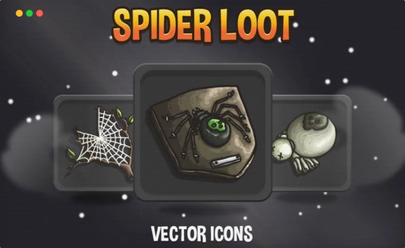 游戏资产 – 蜘蛛战利品游戏图标 RPG Spider Loot Icons